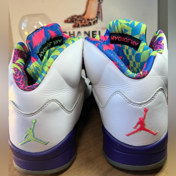 Jordan Retro 5 “Belair” size 10 white/black/green/pink - Picture 5 of 6